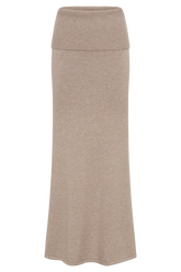Karlie Knit Maxi Skirt With Ribbed Waist - Taupe Marle